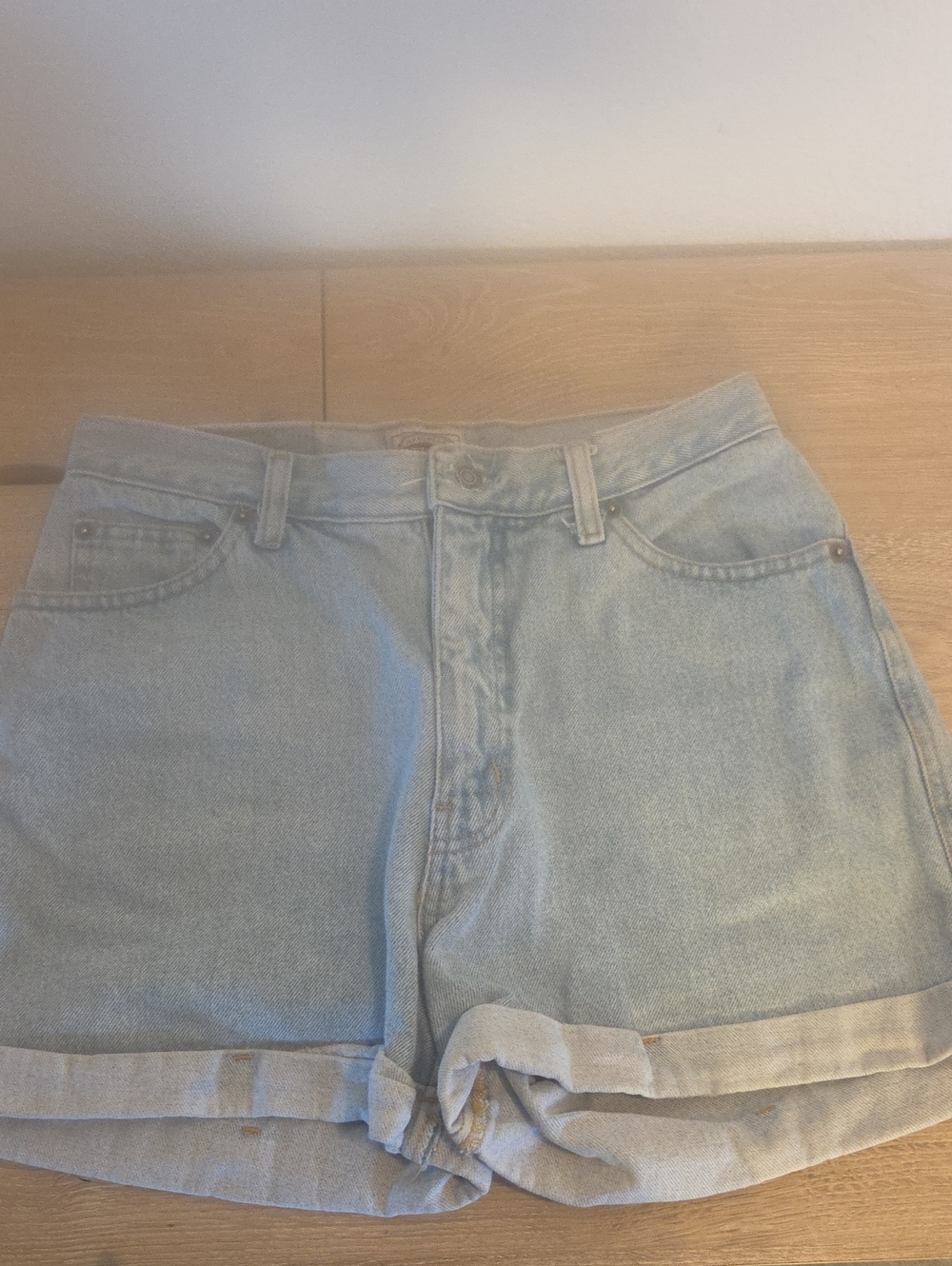 Classic Light Blue Women's Denim Roll-Cuff Shorts